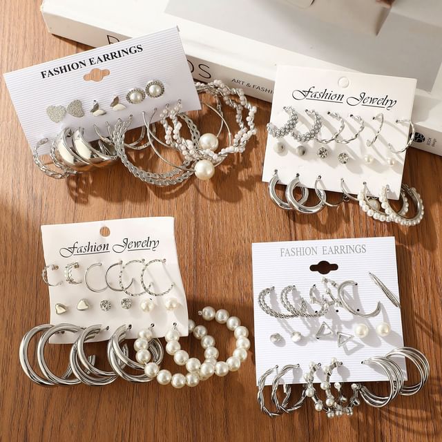 Gemsha-Faux Pearl Earring Set