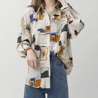 JVL Long-Sleeve Floral Print Button-Up Shirt