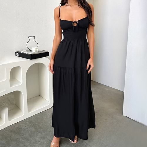 Spaghetti strap clearance plain maxi dress