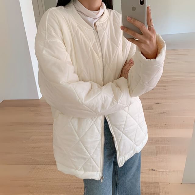 Chubby Girl-Quilted Zip-Up Jacket
