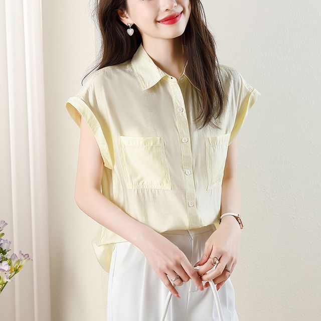 Dragan Pulse-Short-Sleeve Button-Up Plain Shirt