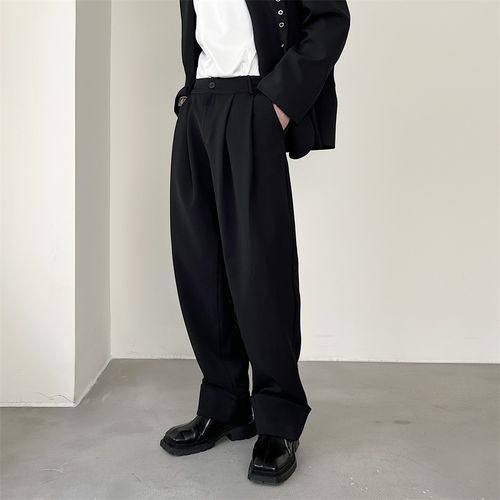 Mid-Rise Loose Pleated Trousers