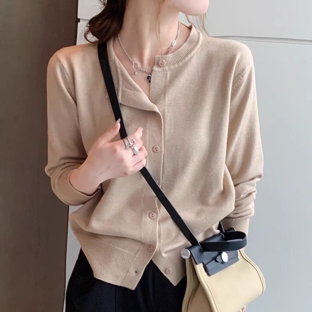 Magimomo-Plain Button-Up Cardigan