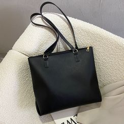 Necessita - Plain Faux Leather Tote Bag
