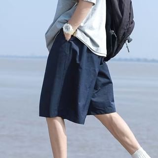Urtishia-High Waist Plain Wide Leg Shorts