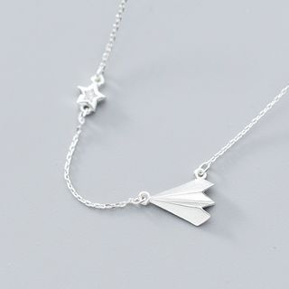 Jewelry, Paper Airplane Silver Necklace