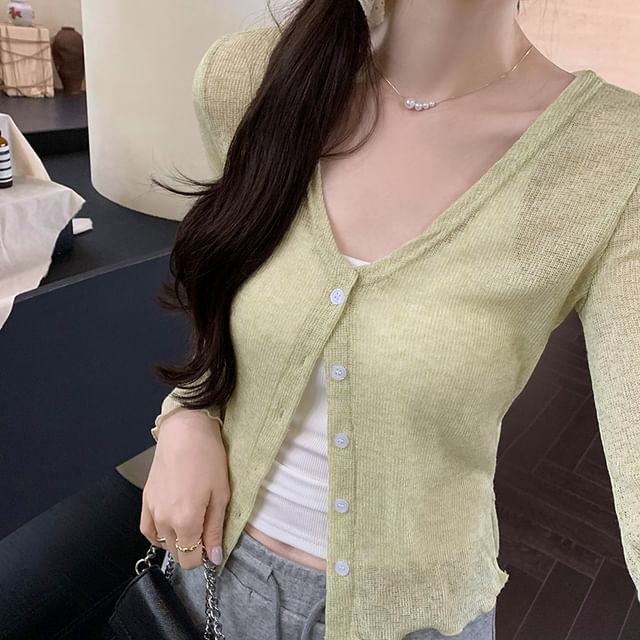 Dragan Pulse-V-Neck Plain Cardigan