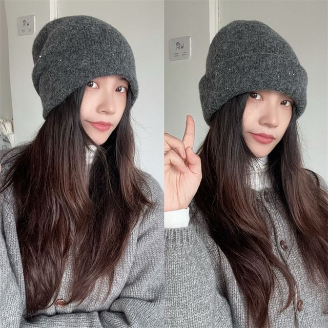 4-4 STUDIO-Plain Ribbed Beanie
