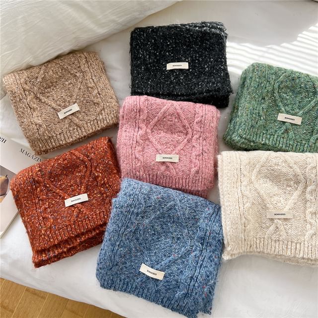 Frior-Melange Cable Knitted Scarf