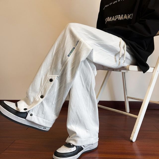 Fireon-High Waist Buttoned Hem Straight Leg Pants