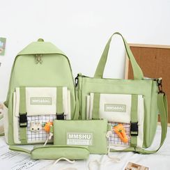 EAVALURE(イーヴァルア) - Set: Two-Tone Backpack + Tote Bag + Crossbody Bag + Pencil Case EAVALURE(イーヴァルア) - Set: Two-Tone Backpack + Tote Bag + Crossbody Bag + Pencil Case