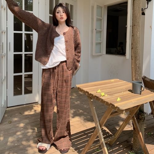 Wide leg pants with long clearance cardigan