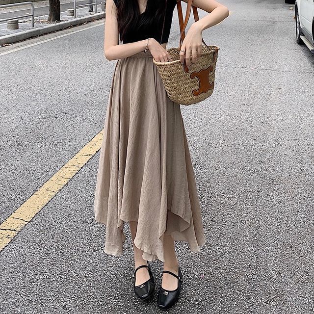 Juuri-Irregular Midi A-Line Skirt