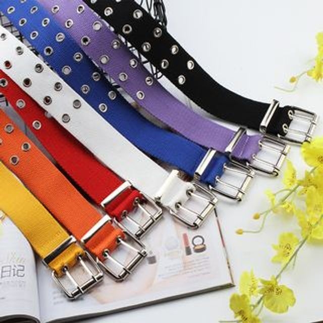 Rofuka Double Eyelet Canvas Belt YesStyle