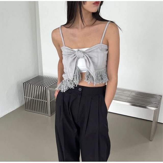SeoulPop-Tassel Crop Cami Top