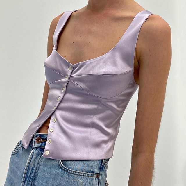 Vanduous - Square-Neck Buttoned Camisole Top | YesStyle