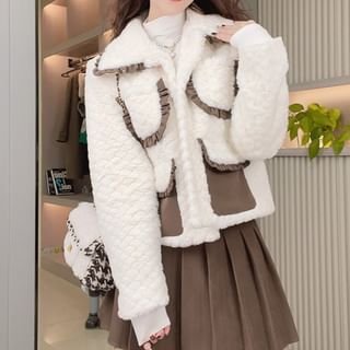 Woohan-Collared Fleece Zip-Up Jacket