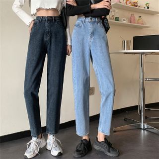 straight cut cropped jeans