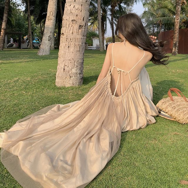 knee length dresses for ladies Crystal Mesh Dress with Lace-Up Back main image 0