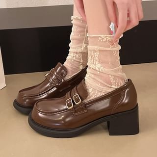 Gordong-Double-Strap Platform Chunky Heel Loafers