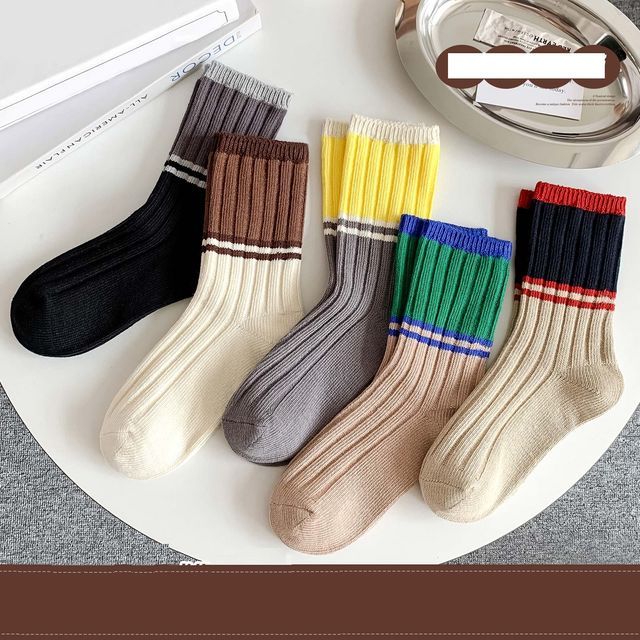Lychee - Set of 3: Color Block Socks | YesStyle