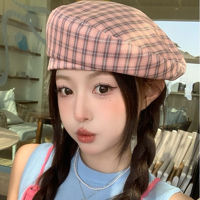 4-4 STUDIO-Plaid Newsboy Cap