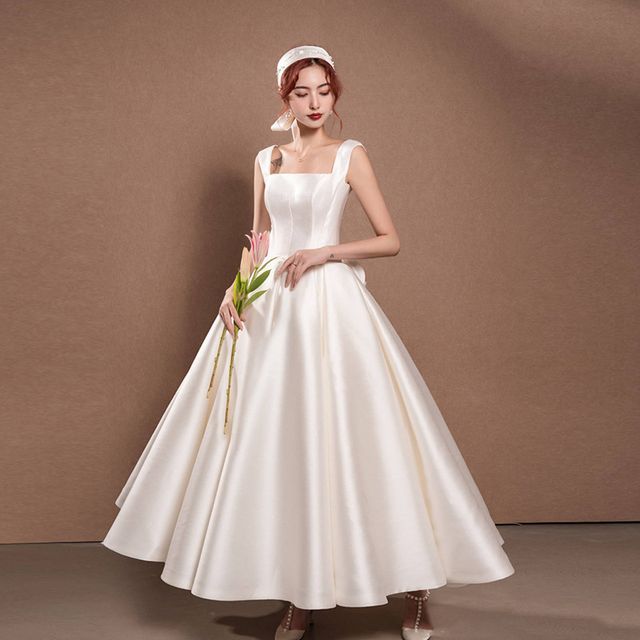 Fioridi-Wide Strap Square-Neck A-Line Evening Gown Various Designs