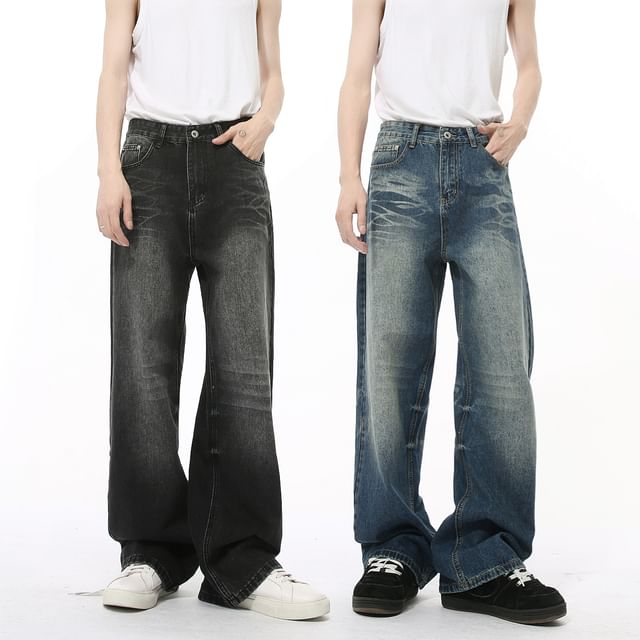 FAERIS-Mid Rise Washed Loose Fit Jeans