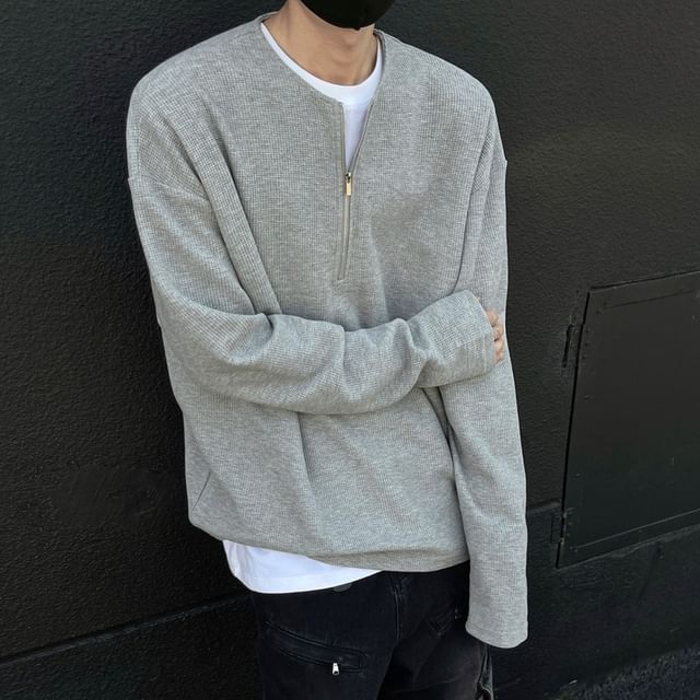 Lingaris-Half zip Plain Sweatshirt