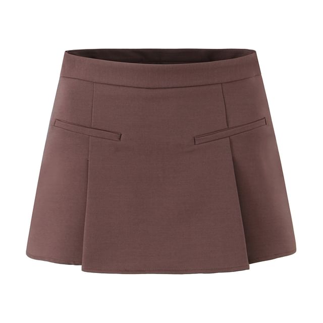 Ulark-High Rise Plain Mini A-Line Skirt