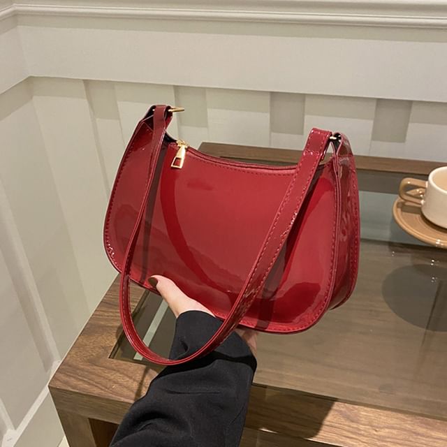 Indenis-Patent Leather Shoulder Bag