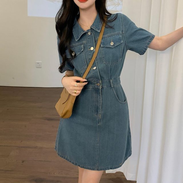 white christmas dresses TUBE BELT LOOP DENIM DRESS – Arelia's Dream