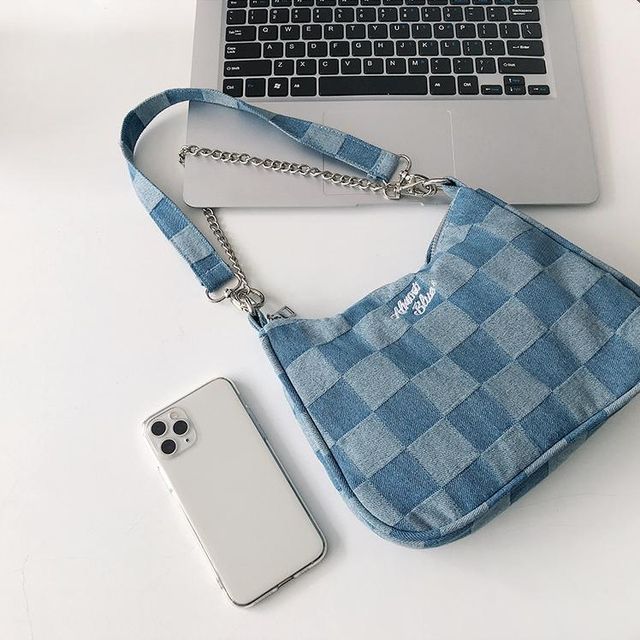 Checkered Denim Bag