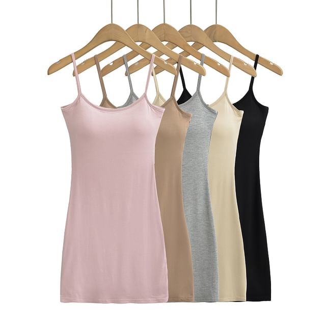 Hollahop-Spaghetti Strap Padded Mini Bodycon Dress