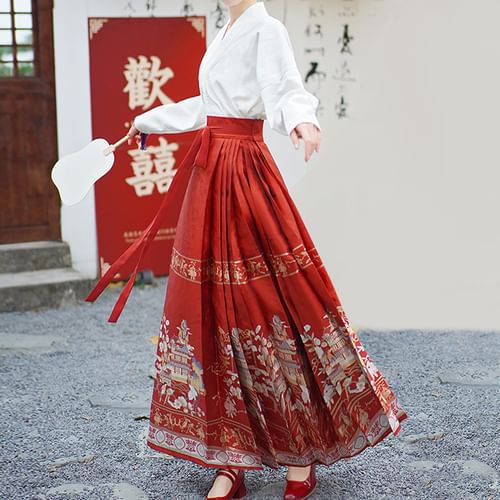 Embroidered wrap outlet skirt