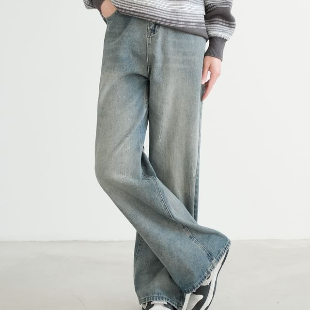 DAZO Studios-High Waist Washed Wide Leg Jeans