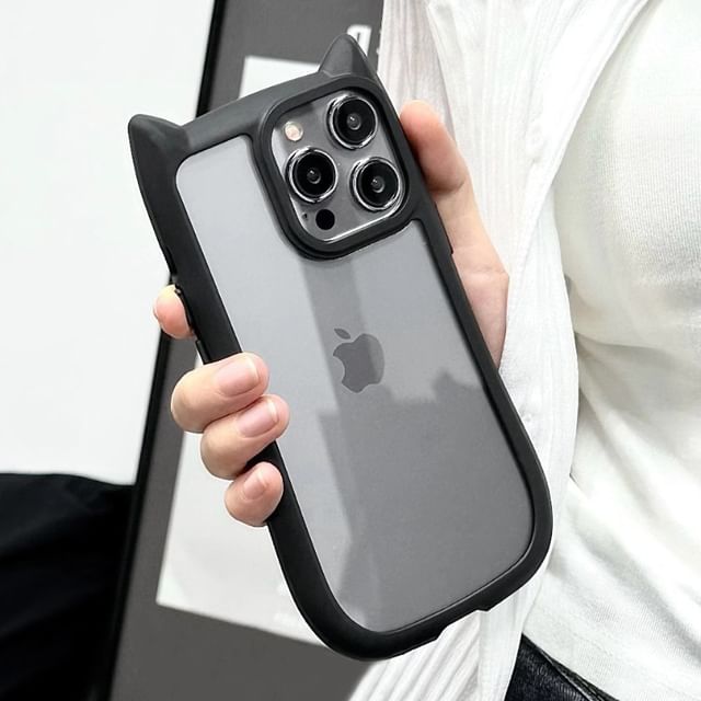 fairliea - Cat Ear Phone Case - iPhone 15 Pro Max / 15 Pro / 15 Plus / 15 /  14 Pro Max / 14 Pro / 14 Plus / 14 / 13 Pro Max / 13 Pro / 13 / 13 mini /  12 Pro Max / 12 Pro / 12 / 12 mini / 11 Pro Max / 11 Pro / 11 | YesStyle