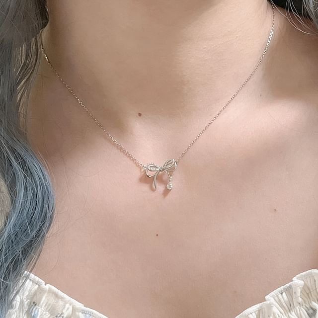 Bolgivy-Collier en alliage avec pendentif ruban strassé