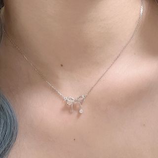 Bolgivy Bow Rhinestone Pendant Alloy Necklace Sale