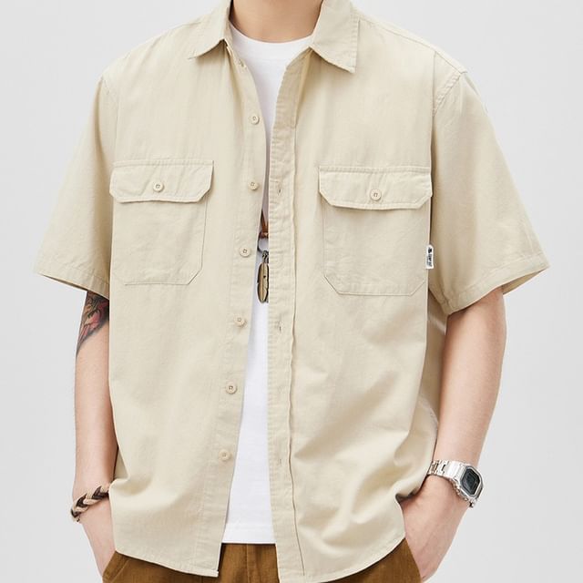 Lefitt-Short-Sleeve Plain Shirt