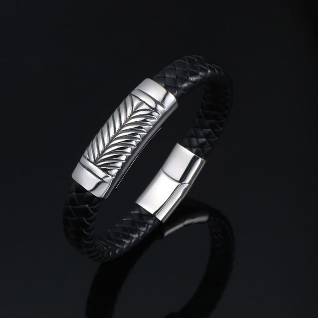 Prushia-Braided Faux Leather Bracelet