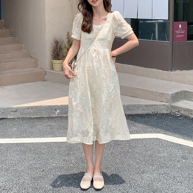 short sleeve floral mesh midi dress Blue Floral Mesh Short Sleeve Maternity Midi Dress PinkBlush