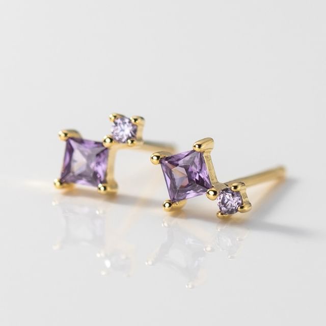 A-ROCH-S925 Sterling Silver Rhinestone Stud Earring