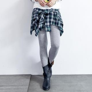 JVL Plaid Panel Skirt Overlay Leggings YesStyle
