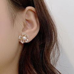 LIVSIA - Faux Pearl Rhinestone Flower Earring LIVSIA - Faux Pearl Rhinestone Flower Earring