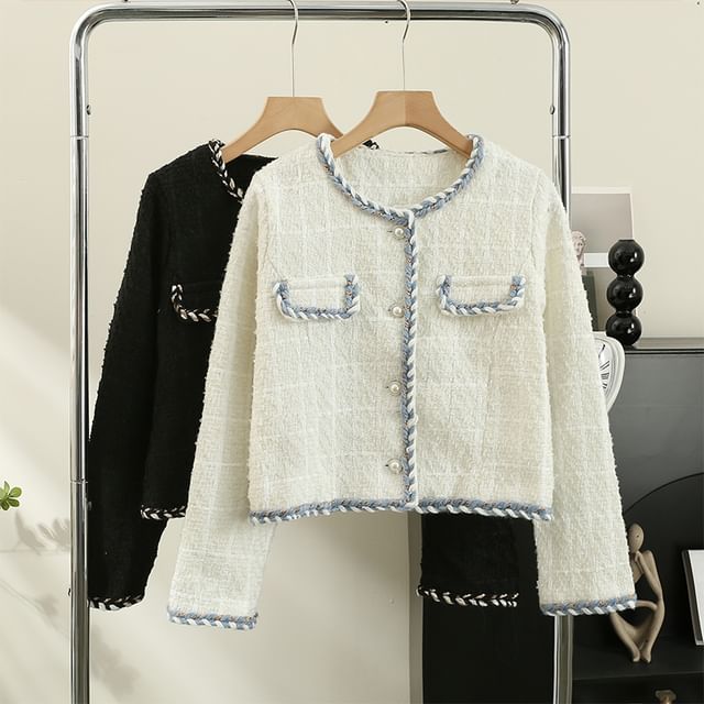 ★OSTKAKA★ Boucle Tweed Crop Jacket Lemongrass Designer fashion, Seoul-fully created | W Concept