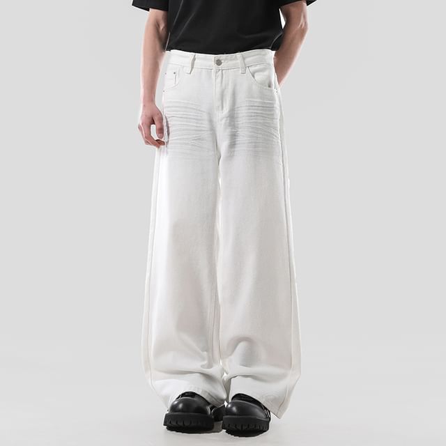 VEAZ-High Waist Ruched Wide Leg Jeans
