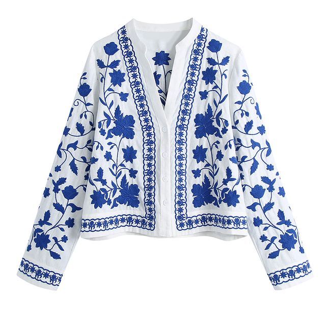 SugaYuja-Floral Embroidered Jacket