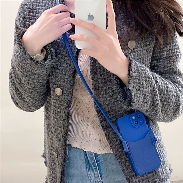 Plain Crossbody Strap Phone Case - iPhone 12 Pro Max / 12 Pro / 12 / 12  mini / 11 Pro Max / 11 Pro / 11 / SE / XS Max / XS / XR / X / SE 2 / 8 / 8