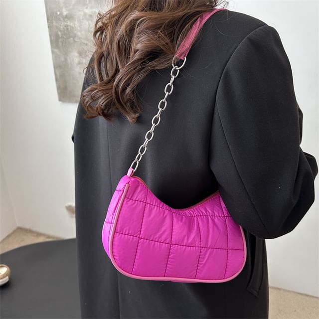 Mulgam-Plain Quilted Shoulder Bag